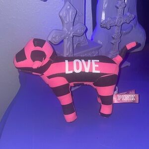 Victoria's Secret Pink and Black Striped Plush Dog